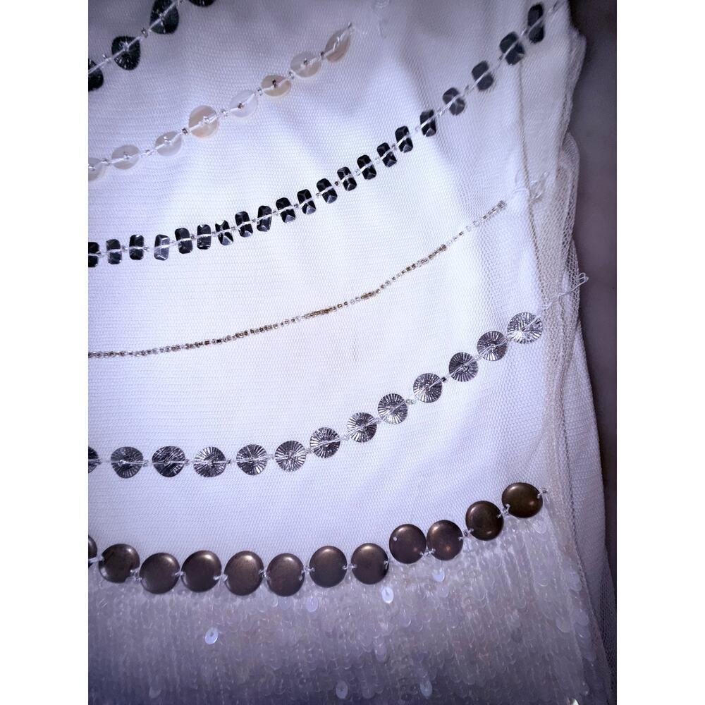 Vintage Pisarro Nights White Beaded Sequin Dress Size 14 - Picture 11 of 13